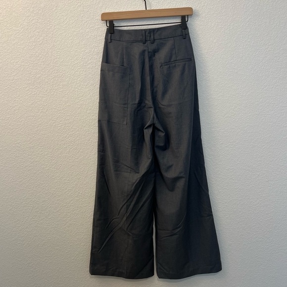 Verafied New York High Rise Slouchy Wool Blend Gray Wide Leg Trouser Pants- S - Picture 15 of 16